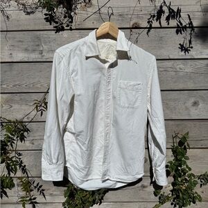 Muji White Button Down Shirt Flannel Fabric